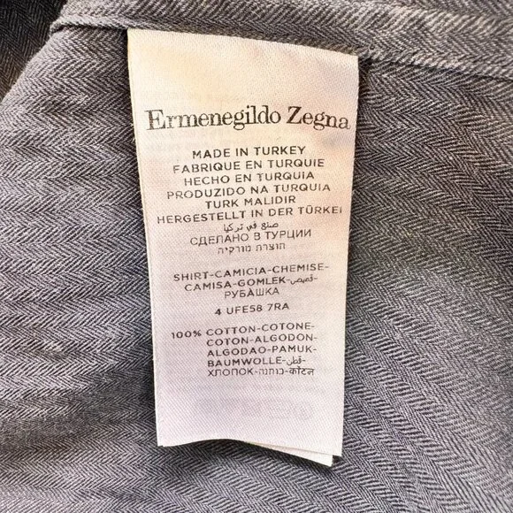 Ermenegildo Zegna Cotton Long Sleeve Button Down Shirt Grey - Picture 5 of 7